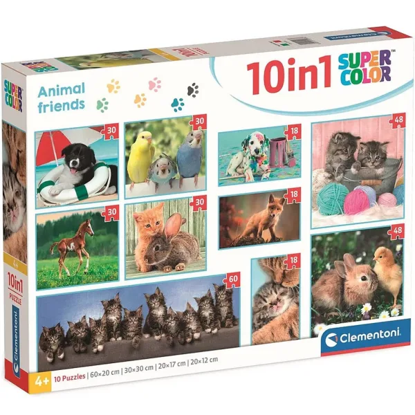Prietenii animalelor 10 în 1 puzzle super color - Clementoni imaginea 1