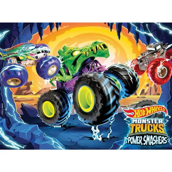 Puzzle cu camioane monstru Hot Wheels 24buc 35x25cm - Lisciani imaginea 2
