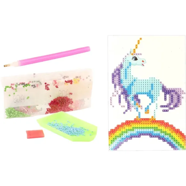 Puzzle cu diamante: Set de pictură cu diamante pe unicorn pe curcubeu 10x15cm imaginea 2