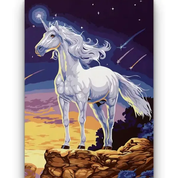 Puzzle cu diamante: Set de pictură cu diamante Unicorn alb 10x15cm imaginea 1