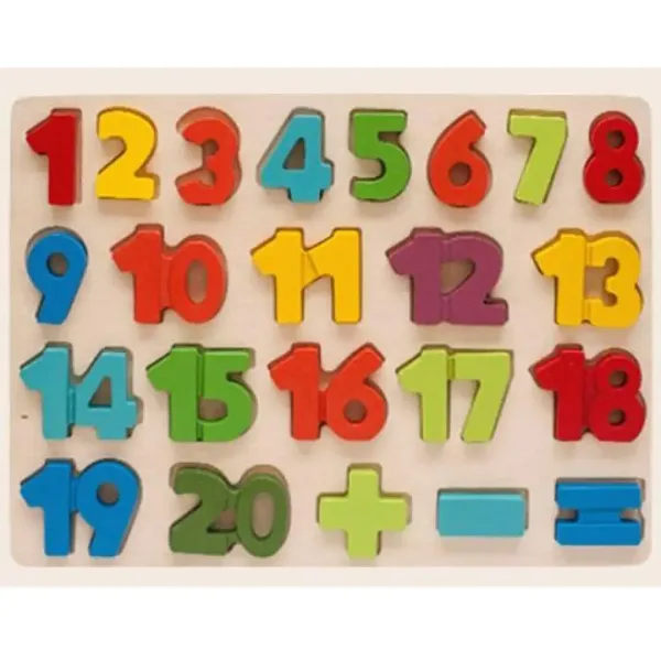 Puzzle lemn colorat cu numere de la 1 până la 20 set de 23 bucăți imaginea 1