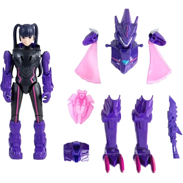 Quantum Heroes: Figurina de acțiune Dinoster Trina cu armură violetă de 20 cm imaginea 2