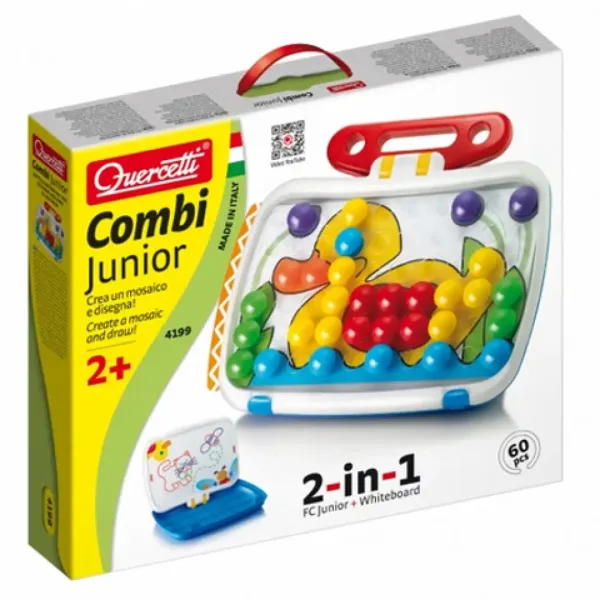 Quercetti: Set 2 în 1 Junior cu pioneze, cu tablă de desen imaginea 1