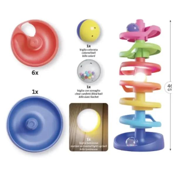 Quercetti: Spiral Tower pistă de biluțe baby cu bilă care luminează imaginea 2