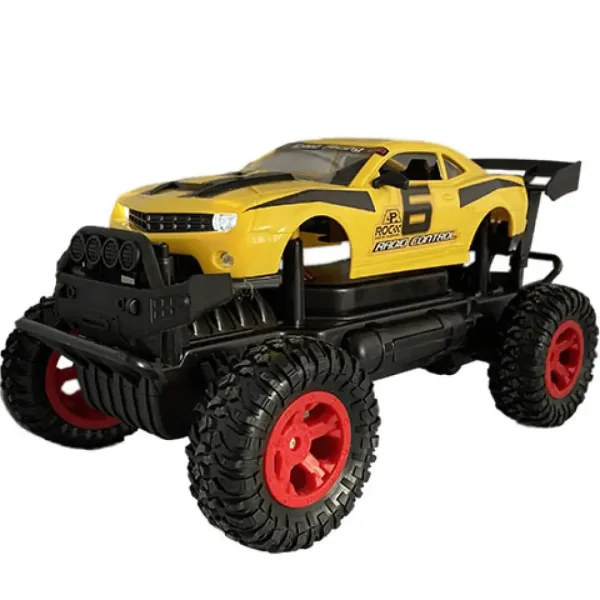 RC Off-Road mașină de jucărie galbenă Camaro cu lumini 27 MHz 29cm 1/14 scală imaginea 3