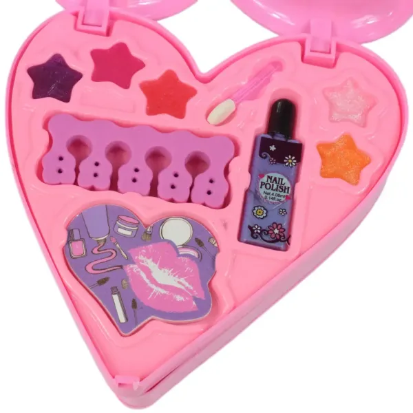 S&Lí Cosmetics: Paleta de machiaj și unghii premium într-o cutie cu trei niveluri în formă de inimă imaginea 4