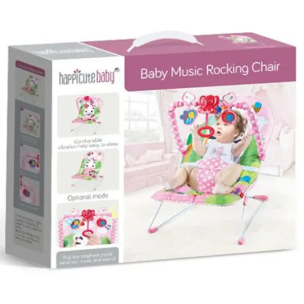 Scaun de odihnă muzicală și vibrație culoare pink cu model zebră imaginea 2