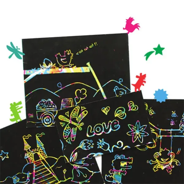 Scratch Art set cu șabloane 5 foi imaginea 2