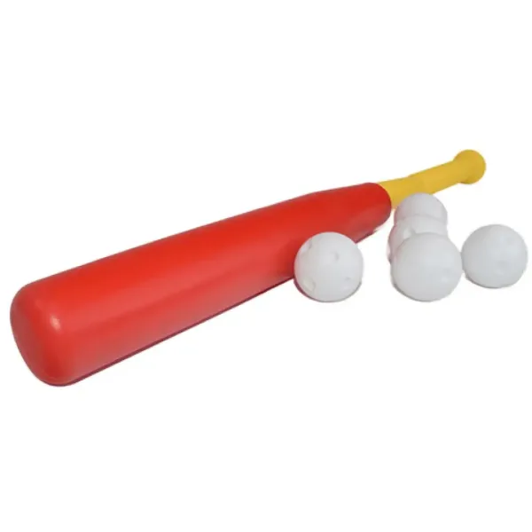 Set bâtă de baseball din plastic roșu cu mingi 56cm imaginea 3