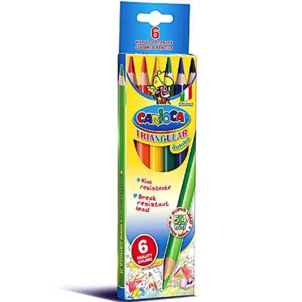 Set creioane colorate triunghiulare Jumbo 6 buc. - Carioca imaginea 1