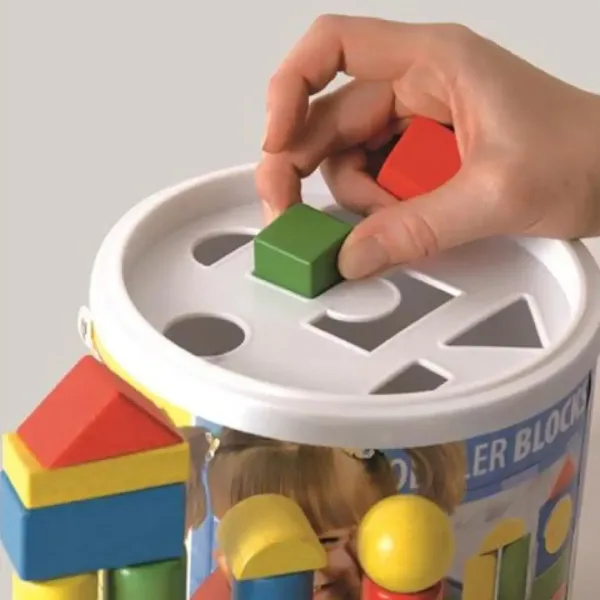 Set de 50 de cuburi din lemn cu cutie de selecție a formelor - Woodyland imaginea 2