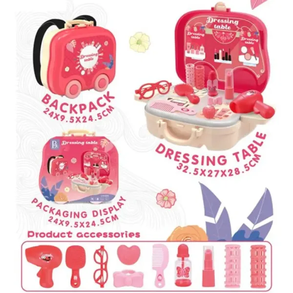 Set de coafor culoarez roz 2in1 în valiză tip troler cu accesorii imaginea 1