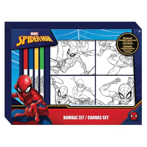 Set de pânză de colorat Spider-Man 4buc cu marker imaginea 1