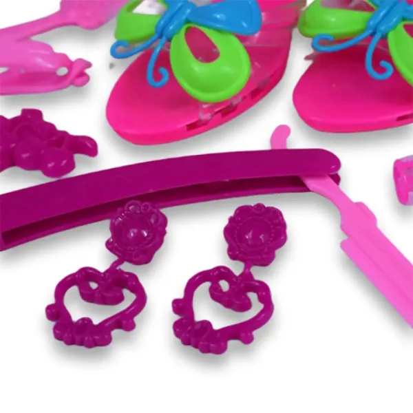 Set de frumusețe cu accesorii pentru coafor, pantofi și cercei într-o geantă imaginea 5