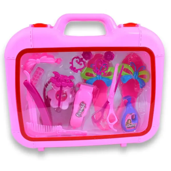 Set de frumusețe cu accesorii pentru coafor, pantofi și cercei într-o geantă imaginea 7