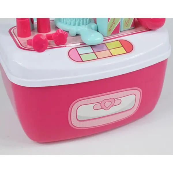 Set de frumusețe cu măsuță de toaletă cu oglindă și machiaj într-o cutie de depozitare imaginea 4