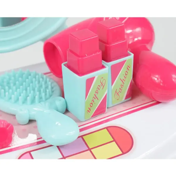 Set de frumusețe cu măsuță de toaletă cu oglindă și machiaj într-o cutie de depozitare imaginea 7