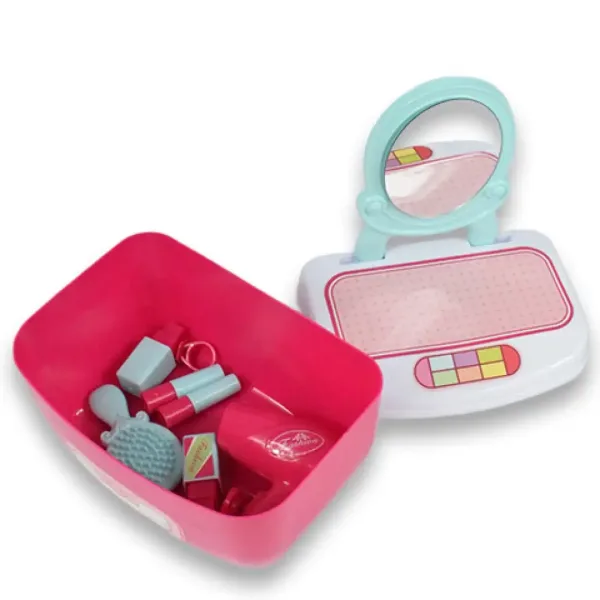 Set de frumusețe cu măsuță de toaletă cu oglindă și machiaj într-o cutie de depozitare imaginea 8