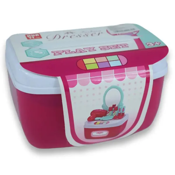 Set de frumusețe cu măsuță de toaletă cu oglindă și machiaj într-o cutie de depozitare imaginea 9