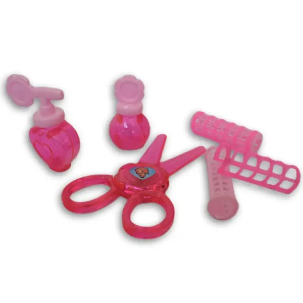 Set de frumusețe roz din 10 piese cu foarfecă, uscător de păr și accesorii imaginea 3
