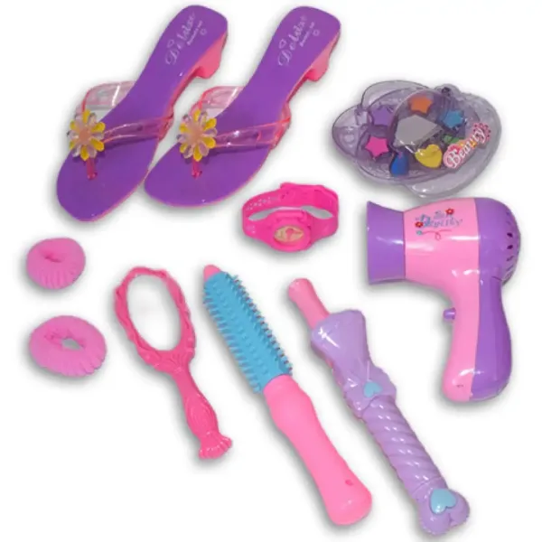 Set de frumusețe roz din 9 piese cu pantofi, ceas și accesorii imaginea 5