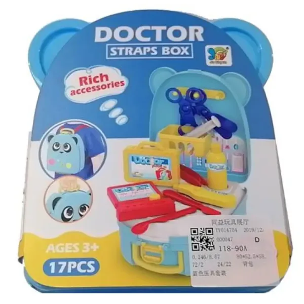 Set de joacă doctor albastru ursuleț suport cu accesorii imaginea 1