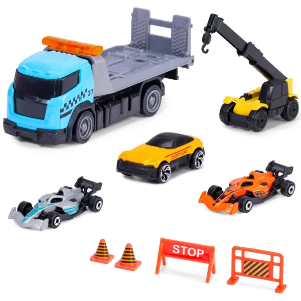 Set de mașini de curse Formula Racer cu mașină de transport în două variante 1 buc – Dickie Toys imaginea 2