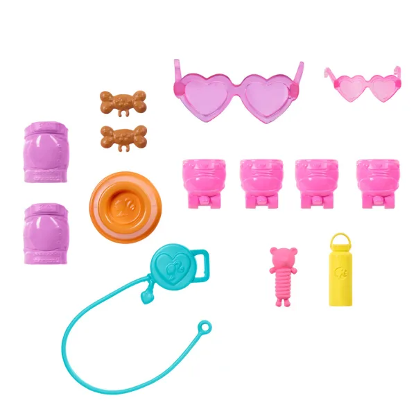 Set de Patinaj cu Câine Barbie - Păpușă Blondă - Mattel imaginea 6