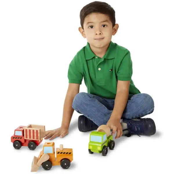 Set lemn de costrucţie vehicule - Melissa & Doug imaginea 3