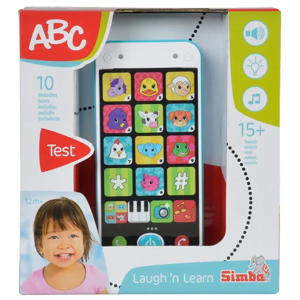 Smartphone ABC de culoare alb-albastru cu lumina si sunet 13cm - Simba Toys imaginea 2