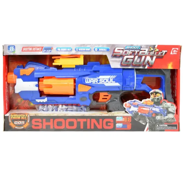 Soft Bullet Gun: Pistol manual cu magazie rotativă dimensiune 44cm imaginea 7