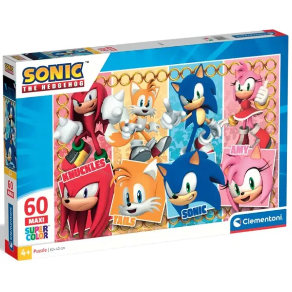 Sonic și prietenii 60 de piese maxi supercolor puzzle - Clementoni imaginea 1