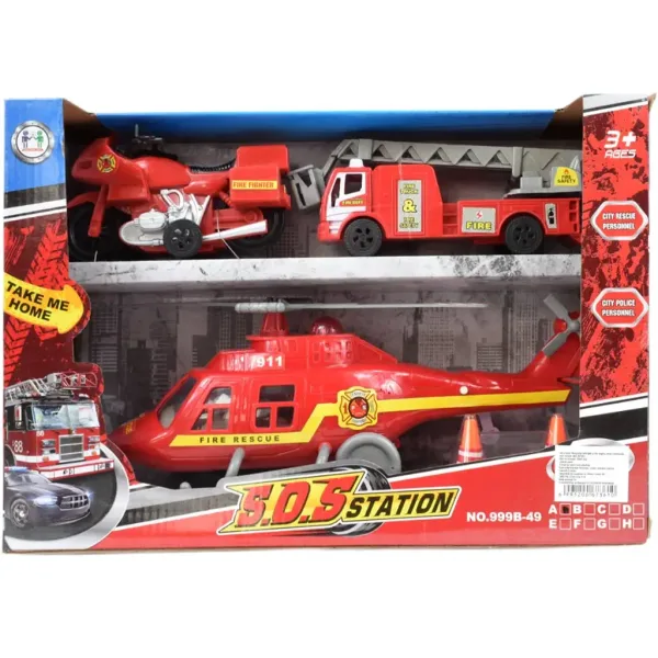 S.O.S. Station: 3 bucăți set de pompieri cu elicopter imaginea 2