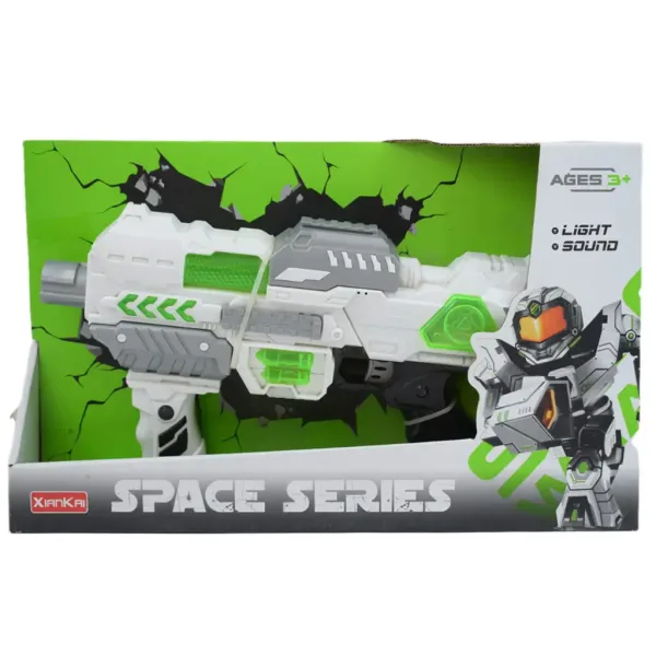Space Series: Armă de spațiu alb cu suport, lumină și sunet 40cm imaginea 5