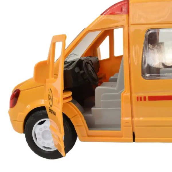 Special Car: Mașină de curierat rapid galben cu lumină și sunet, funcție pull-back 24cm imaginea 2