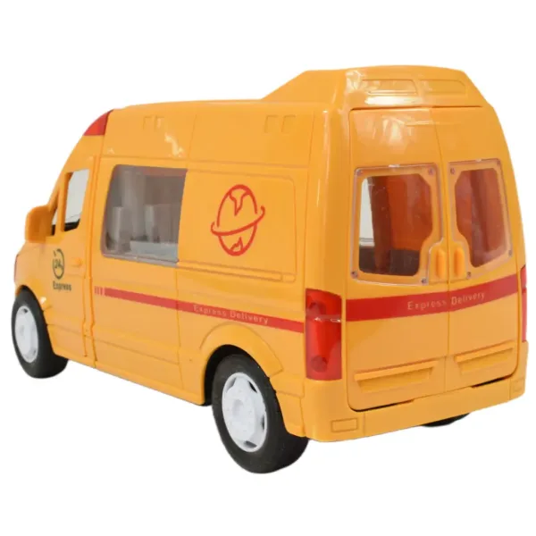 Special Car: Mașină de curierat rapid galben cu lumină și sunet, funcție pull-back 24cm imaginea 3
