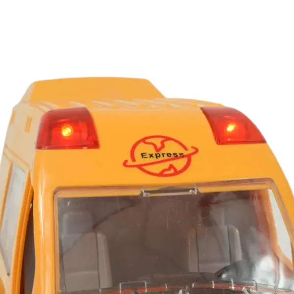 Special Car: Mașină de curierat rapid galben cu lumină și sunet, funcție pull-back 24cm imaginea 6