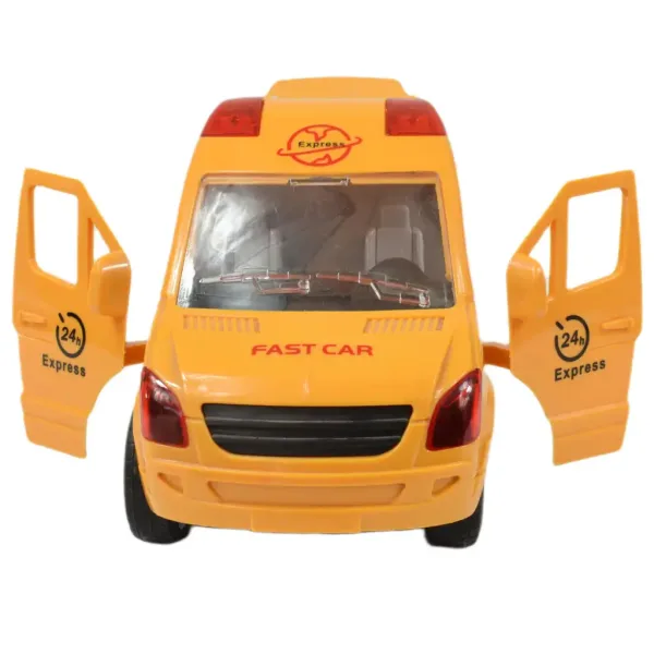 Special Car: Mașină de curierat rapid galben cu lumină și sunet, funcție pull-back 24cm imaginea 7