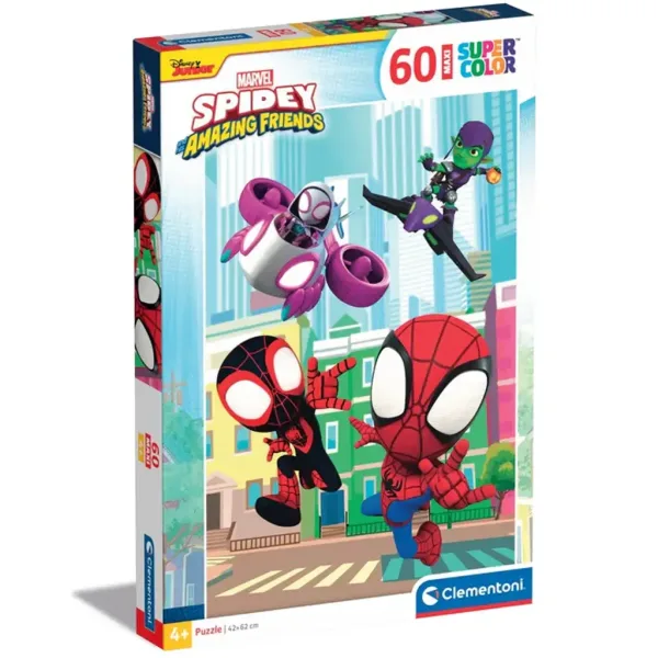 Spidey și prietenii săi minunați puzzle maxi supercolor de 60 de piese - Clementoni imaginea 1