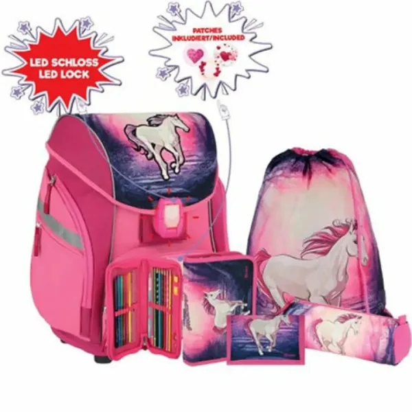 Spirit: Model 3D de unicorn magic set ghiozdan ergonomic din 5 piese cu iluminare LED 34x22x41cm imaginea 1