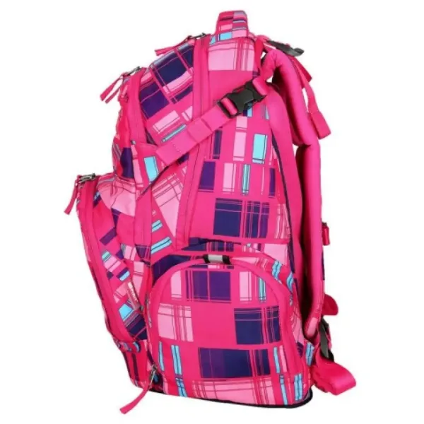 Spirit: Stinger, rucsac școlar ergonomic premium, roz cu model în carouri imaginea 3