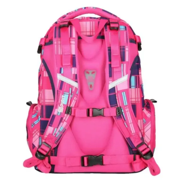 Spirit: Stinger, rucsac școlar ergonomic premium, roz cu model în carouri imaginea 4