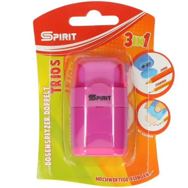 Spirit: Trios 3in1 2 gaură ascuțitoare și radieră mai multe culori 1bc pachet imaginea 2