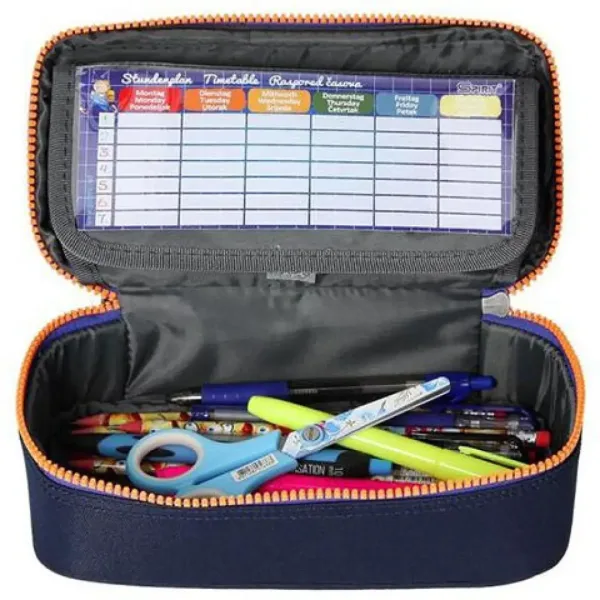 Spirit:My Bag penar oval albastru indigo cu fermoar portocaliu 23x10cm imaginea 2
