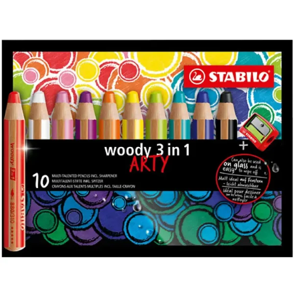 Stabilo Woody 3in1 ARTY set de creioane colorate 10 bucăți imaginea 1