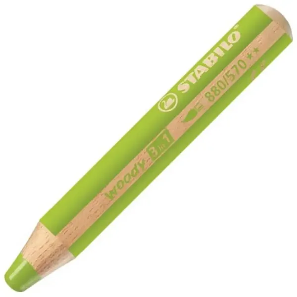 Stabilo: Woody extra-thick verde deschis 3in1 creion colorat imaginea 1