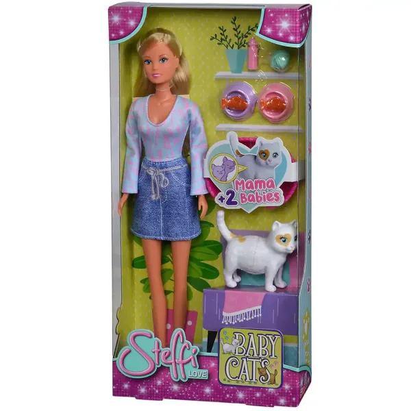 Steffi Love: Păpușa Steffi cu păr blond cu pisoi si accesorii 29cm - Simba Toys imaginea 5