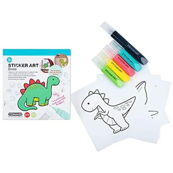 Sticker Art: set abțibild dinozauri se poate colora - Comansi imaginea 1