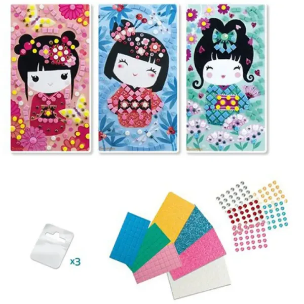Stick'N Fun set de făcut poză mozaic - Kokeshi imaginea 2
