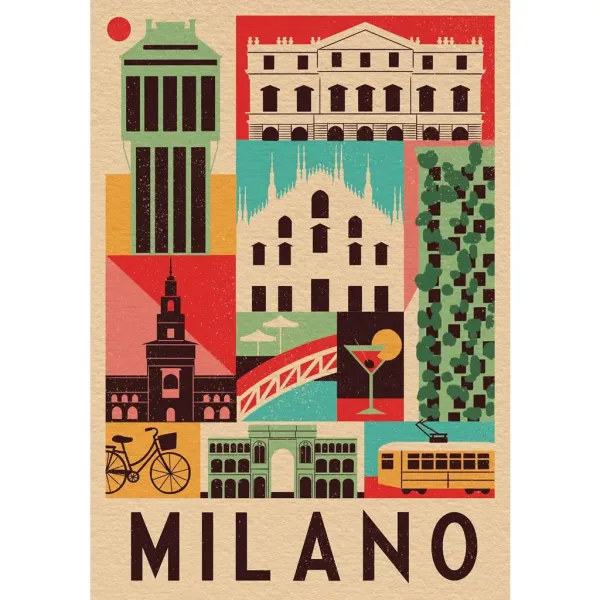 Stil în orașul Milano puzzle de 1000 de piese - Clementoni imaginea 2